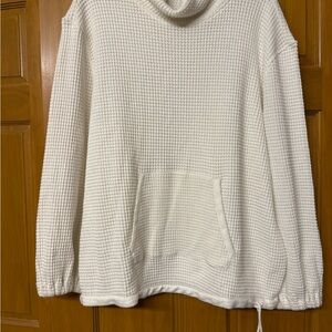 Faherty White Waffle Knit cowel neck